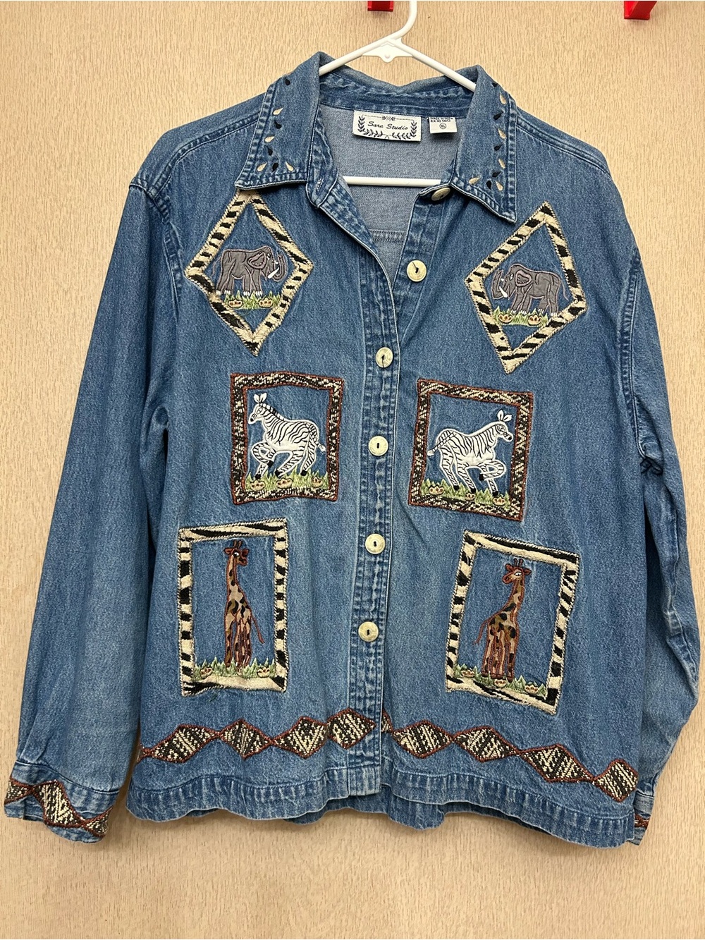 Sara Studio - Vintage Safari Denim Button Down Shirt - Size XL